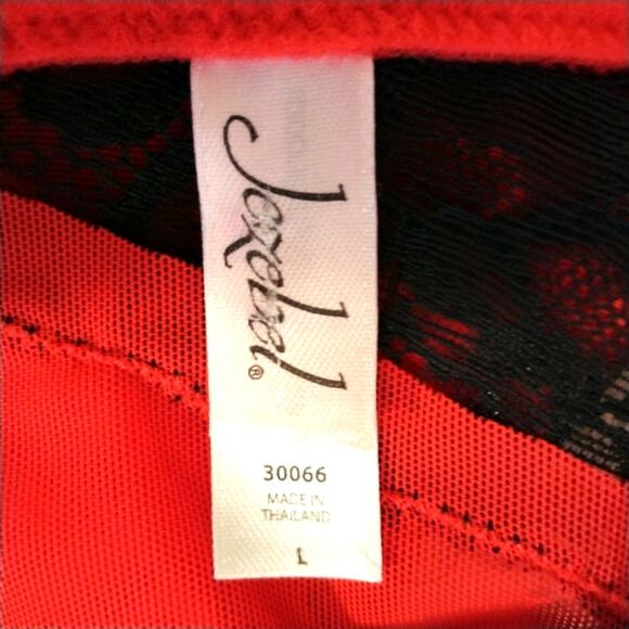 Jezebel Promise Bustier Corset TOP only Red Garters Size Large Coquette Romantic - Picture 11 of 11
